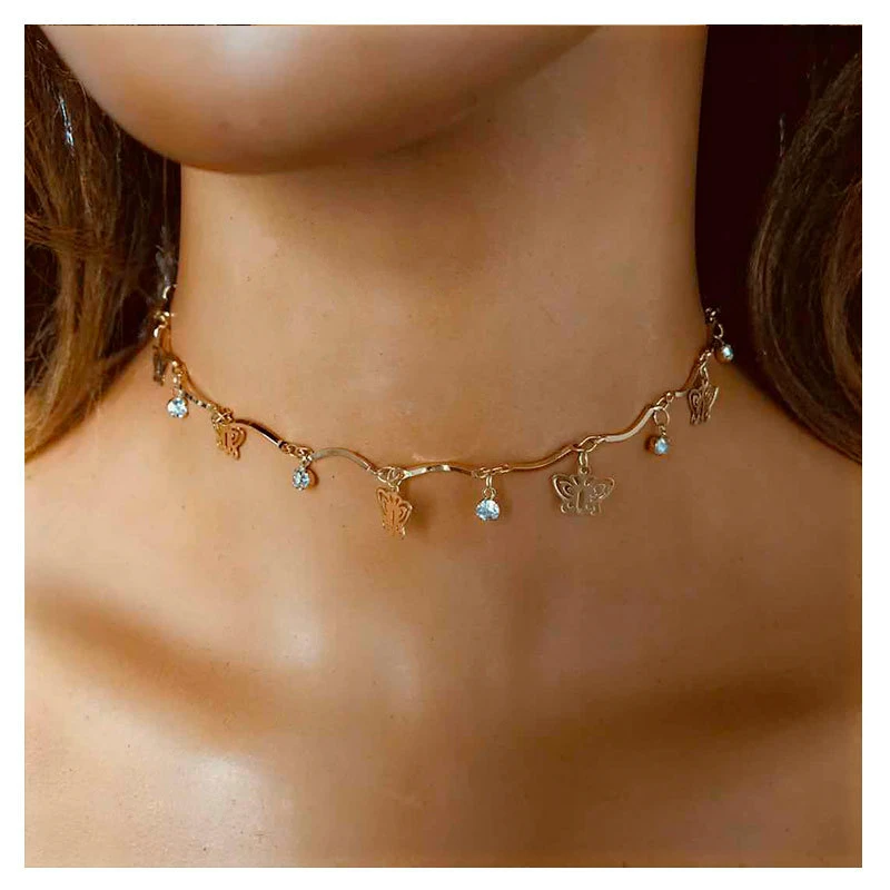 

Trendy Butterfly Choker Jewelry For Women Aesthetic Clavicle Chain Neckalce Butterfly Statement Necklaces Female Accessories