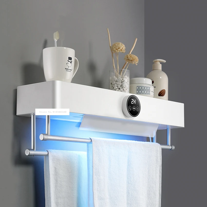 

JSY-928 UV Sterilization Hot Wind ABS Heated Towel Rail Warmer Aluminum Alloy Bracket Intelligent Electric Heating Towel Rack