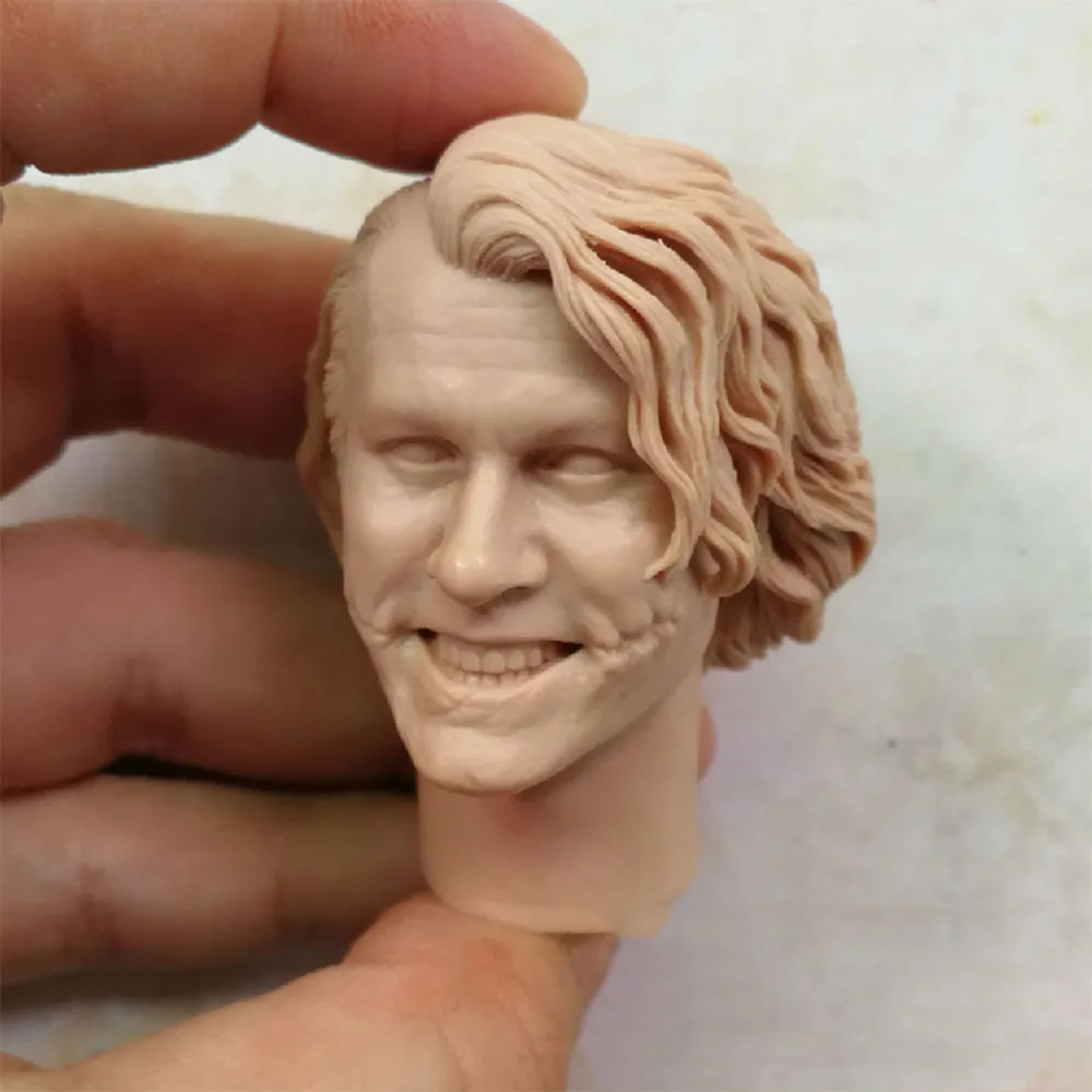 

1/6 Scale Unpainted Male Doll Head Sculpt Evil Smile Joker Clown Head Carved Model Headplay for 12"Action Figure Body