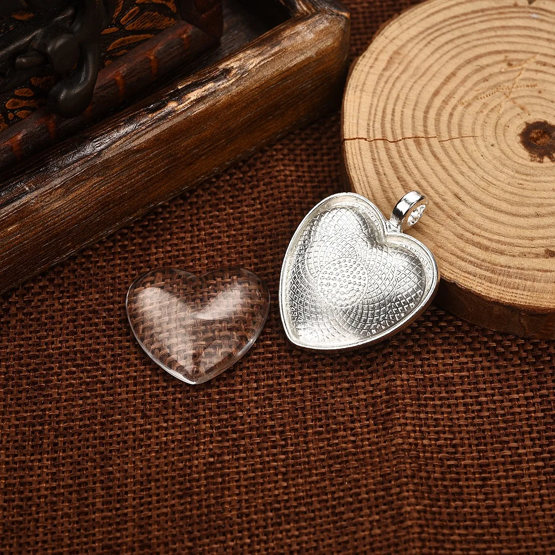 40 шт 25 мм Сердце базовые настройки со стеклянными кабошонами пустого лотка для