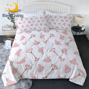BlessLiving Scroll Wheel Quilt Set Cartoon Bed Cover and Bedspreads Pink Jade Air-conditioning Comforter Beautiful Funda Nordica 1