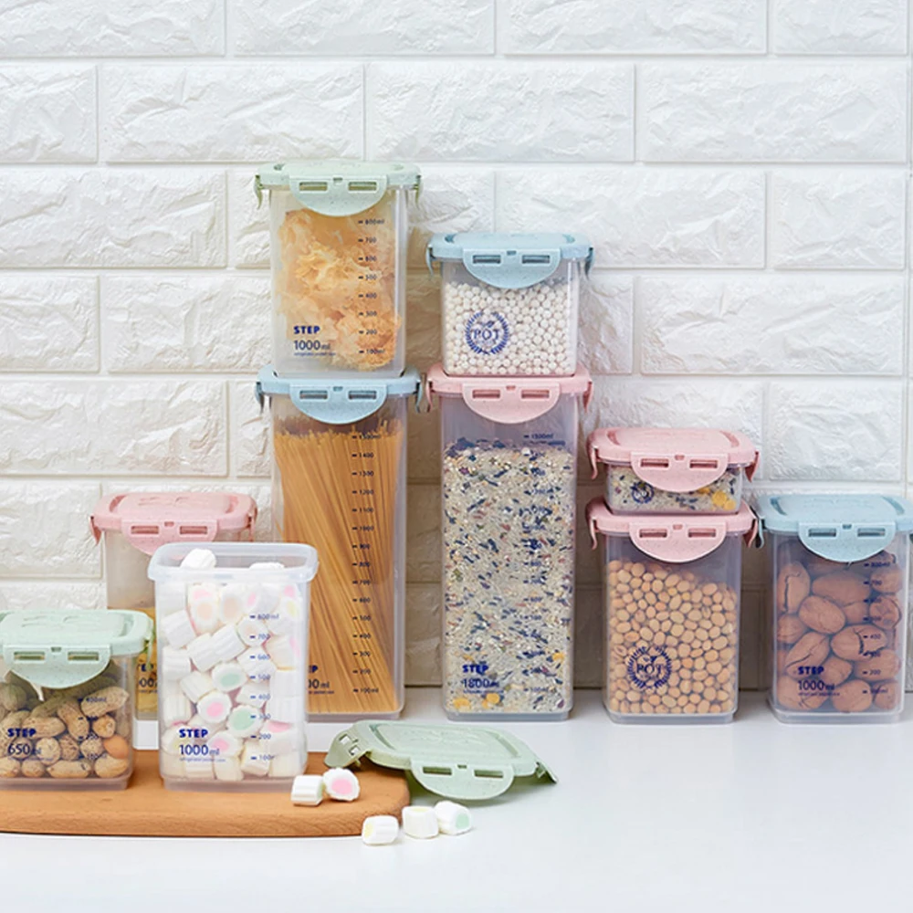 1 шт. контейнер для хранения еды Градуированный хлопьев ластический герметичный