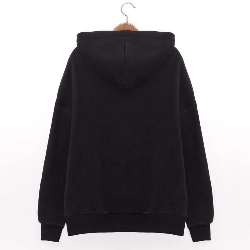 

2021 New Woman Black Gray Hooded Sweatshirts 100% Cotton Casual Hoodies