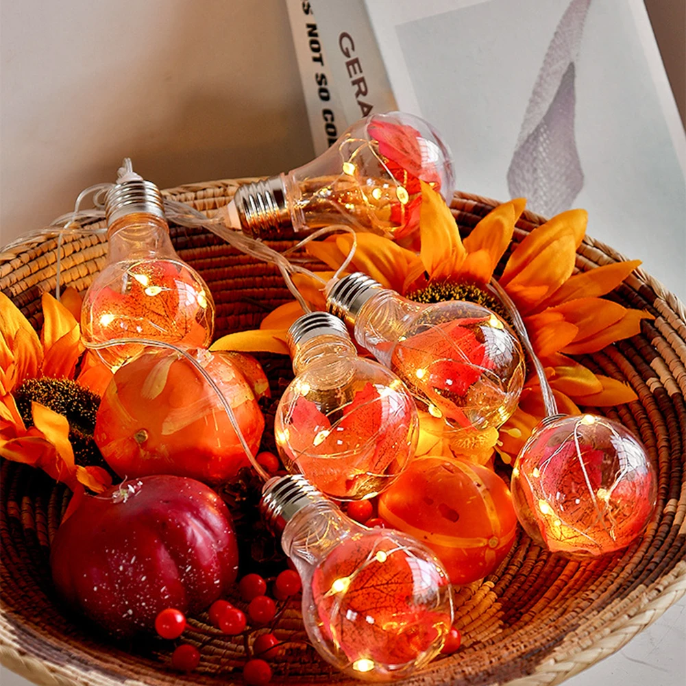 

4m 10 Bulbs Maple Leaf String Light Waterproof Lamps Thanksgiving Day Party Decor Outdoor Indoor Home Ornaments