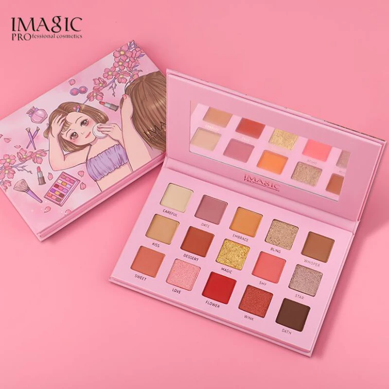 Серия IMAGIC Girls, 15 цветов, блестящие матовые водостойкие тени для век, палитра теней для макияжа
