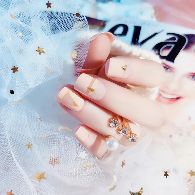 Ногти заклепки Дизайн полное покрытие накладные ногти с 2g клей 24 шт./компл.