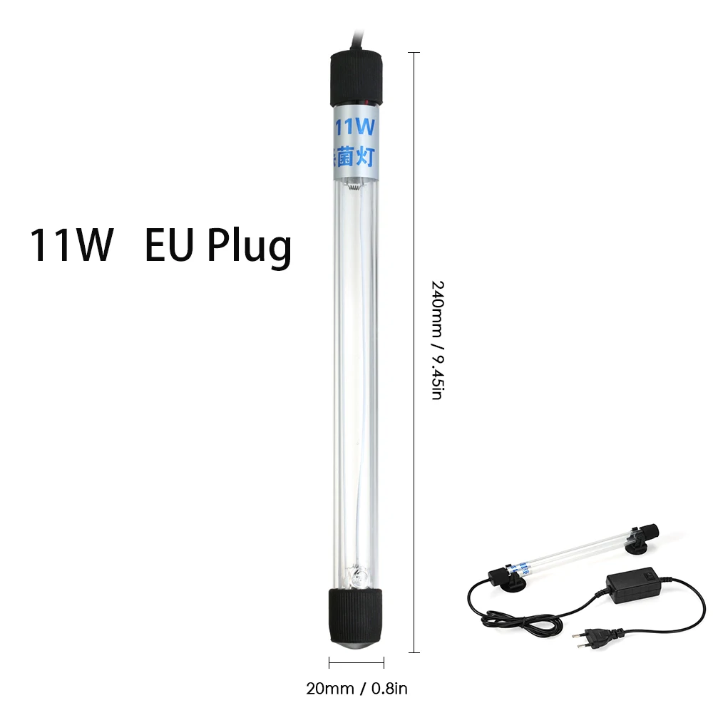 11W EU Plug Аквариумный светильник светодиодный водонепроницаемый светильник для аквариума Подводные водонепроницаемые лампы для растений УФ-лампа погружной стерилизатор дезинфекция - Цвет: 11W EU Plug
