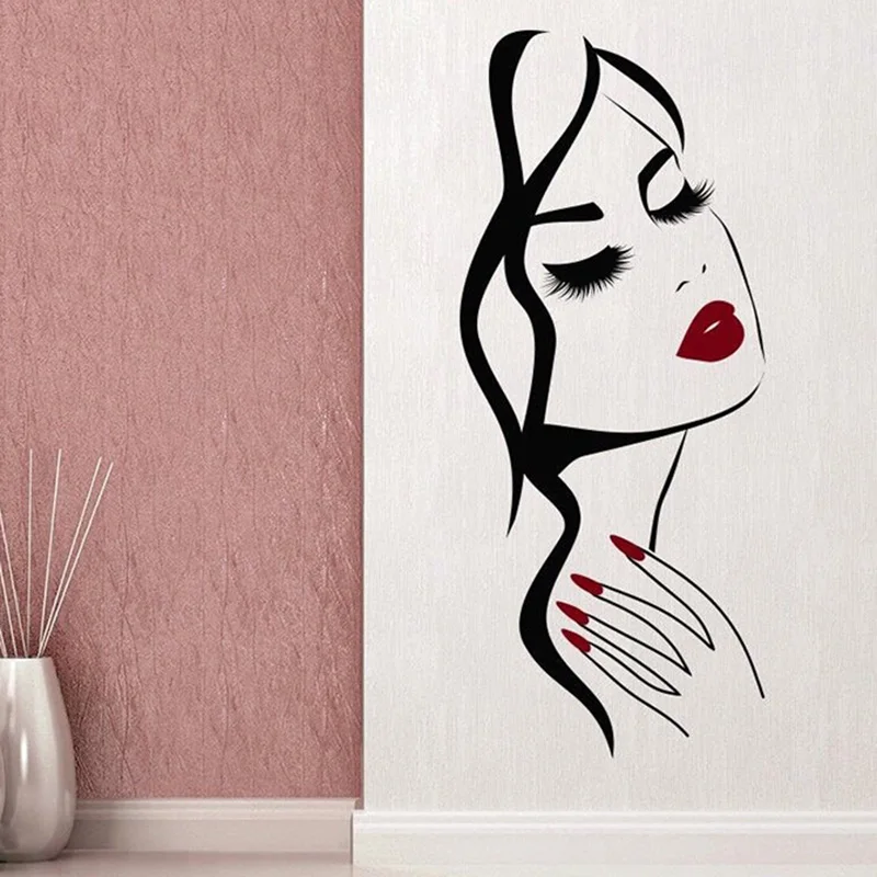 Декор для салона красоты красивые девушки стены Стикеры ручной ногтей маникюр Wall