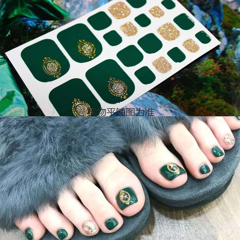 

D17 Foot Sticker Toe Nail Sticker Glitter Fresh Style Full Cover Toe Nail Art Supplies Foot Decal Glitter