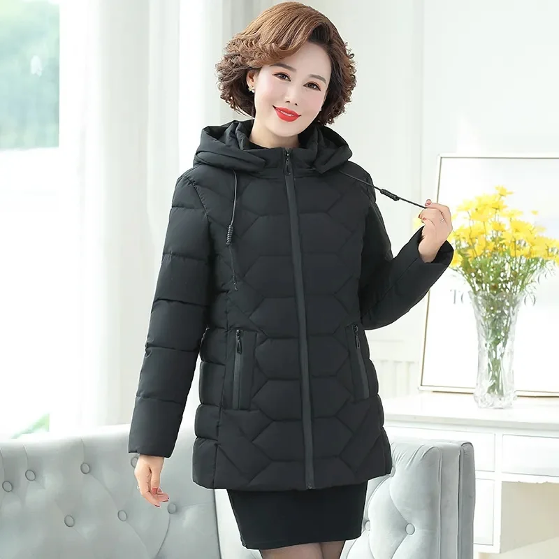 

Winter Mother's Down Cotton Coat Women Middle-Aged And Elderly Women's Padded Jacket Mother Thick Coat With Hooded 2021New