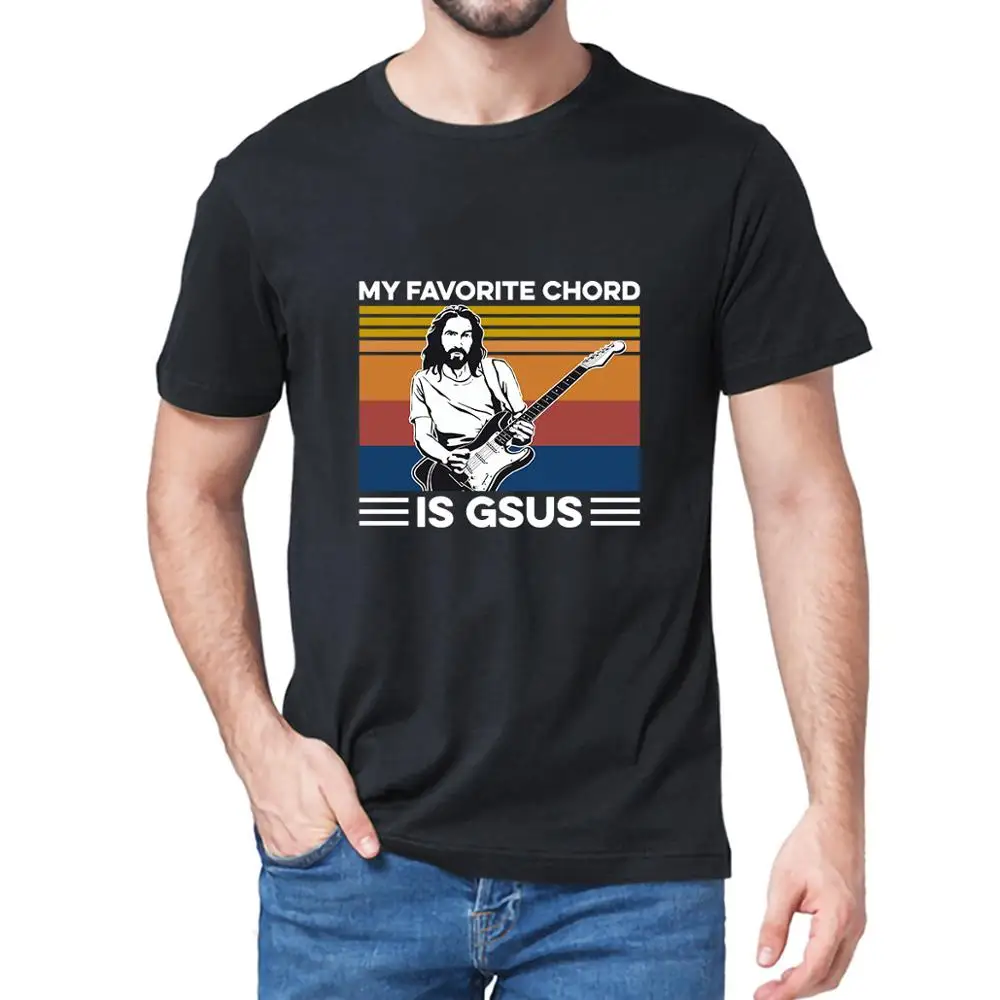 

My Favorite Chord is GSUS Jesus Gitarre spielen Vintage guitar Men's slim short sleeve sweatshirt cotton T-shirt Unisex Top tee