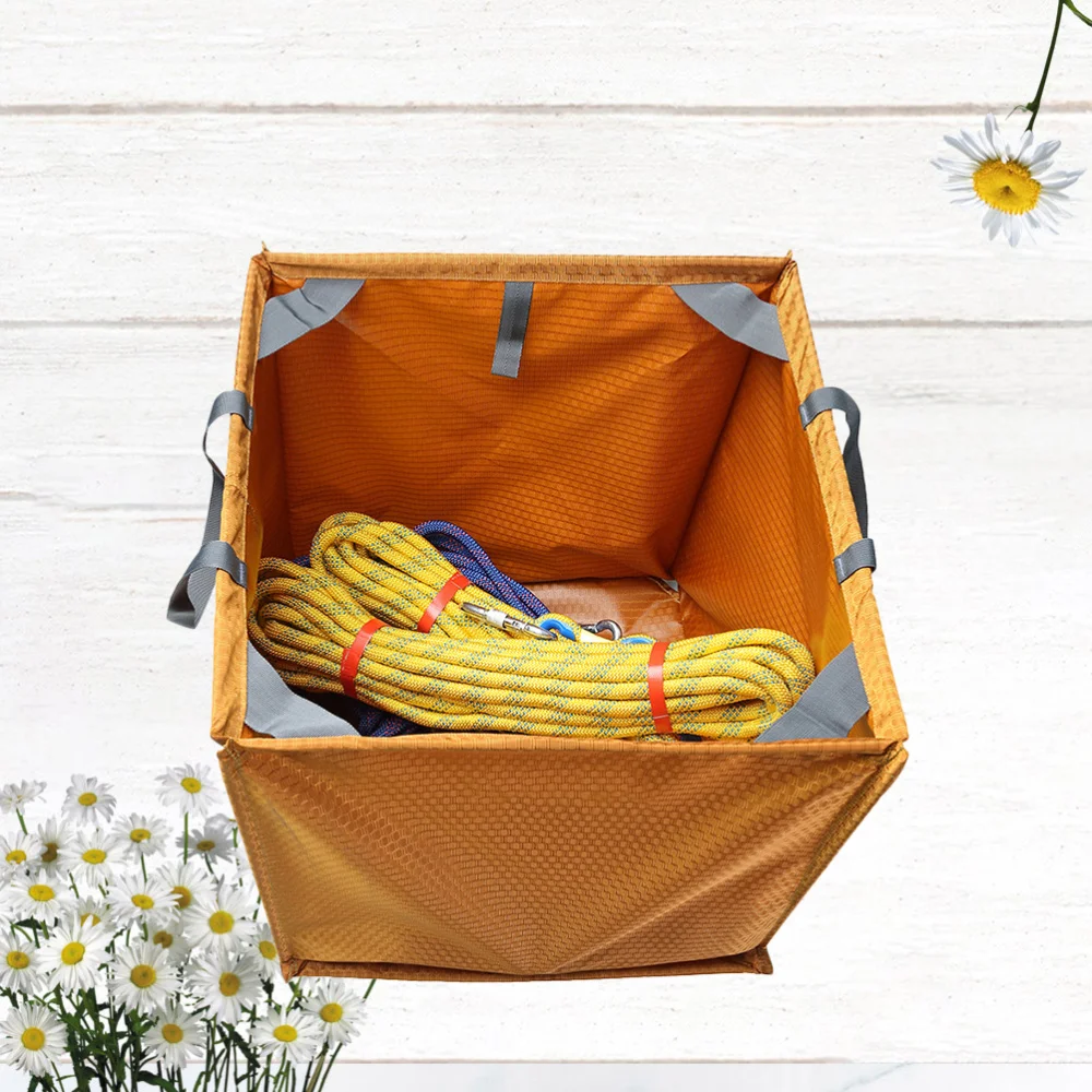 

Outdoor Climbing Storage Bag Foldable Storage Basket Nylon Rope Storage Pack Yellow