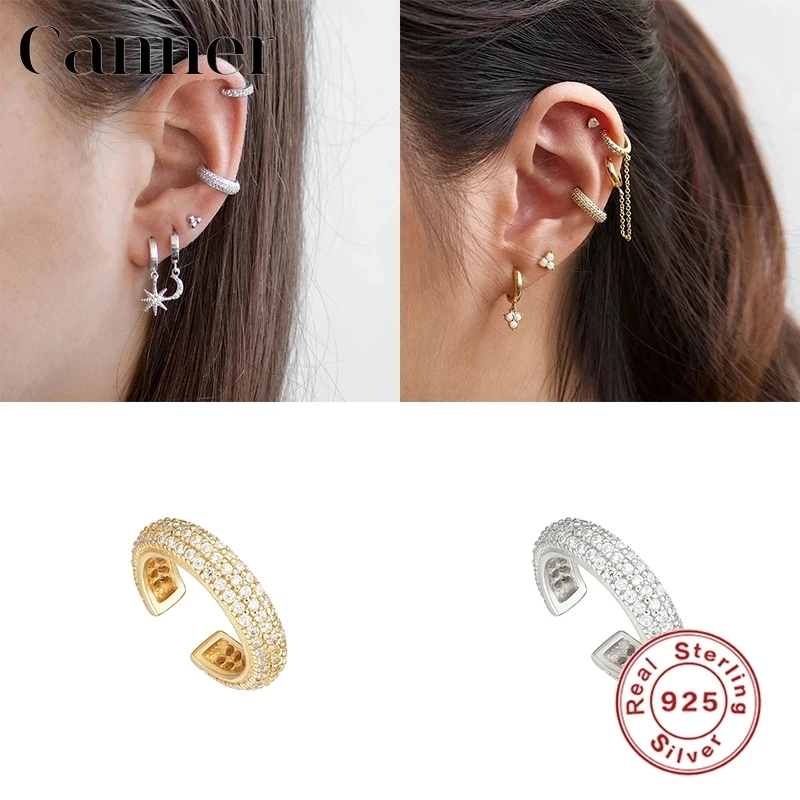 925 Sterling Silver Earcuff Clip Earrings Luxury AAAAA Zircon Earrings For Women Fairy Cartilage Clip On Earring Fine Jewelry W4
