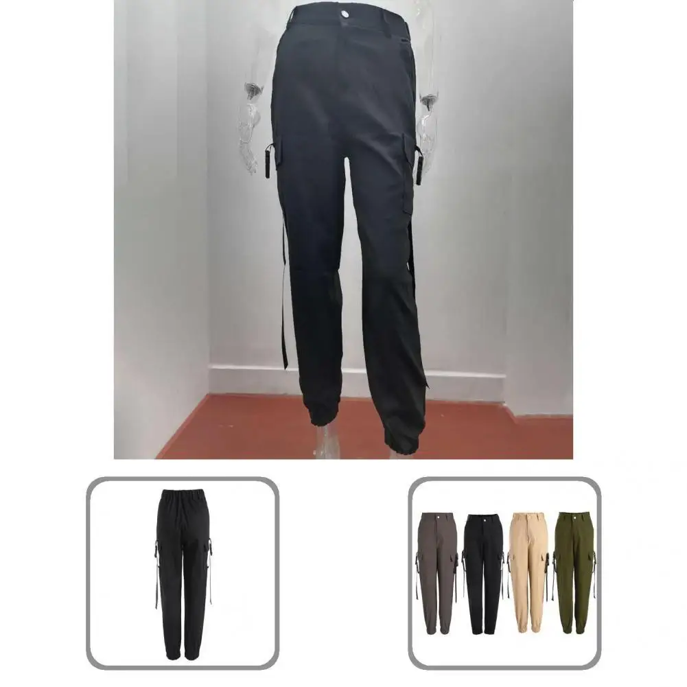 

Брюки-карго женские с множеством карманов, стильные штаны-султанки с длинной пряжкой, в уличном стиле