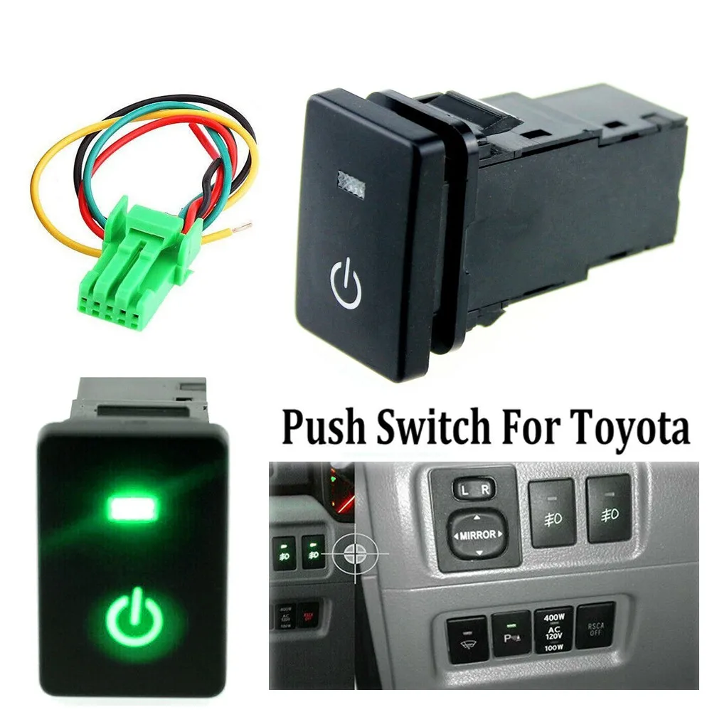 

Plastic LED Power Lights Switch For 2011-2014 Toyota Camry Green Push Button