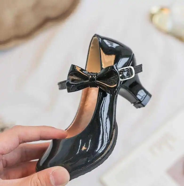 Осенняя популярная детская обувь для девочек модные кожаные туфли принцессы