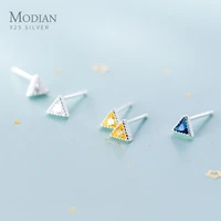 modian fashion 925 sterling silver geometric triangle 3 color tiny stud earring for women korea style ear pin fine jewelry gift