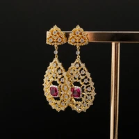 amorita boutique 925 sliver 18k gold bridal wedding geo drop earrings zircon dangle earrings luxry series