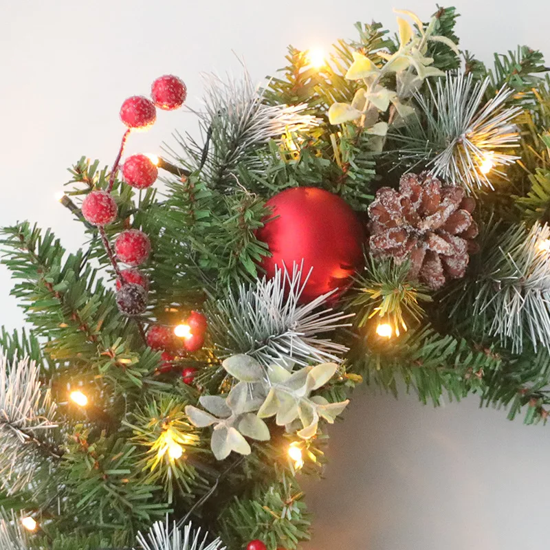 Guirnalda de Navidad con luz LED para puerta delantera, adorno colgante para fiesta en casa, 40CM-4