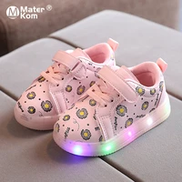 size 21 30 baby girls shoes with led lights soft bottom toddler shoes for kids girls luminous glowing children casual led shoes