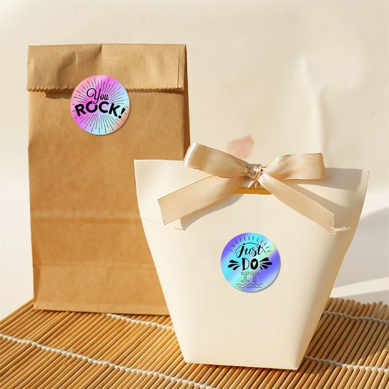 

500 Pcs Colorful Rainbow Label Sticker Roll Decor Craft Per Roll Stationery Adhesive Sealing Baking Paper Stickers Label