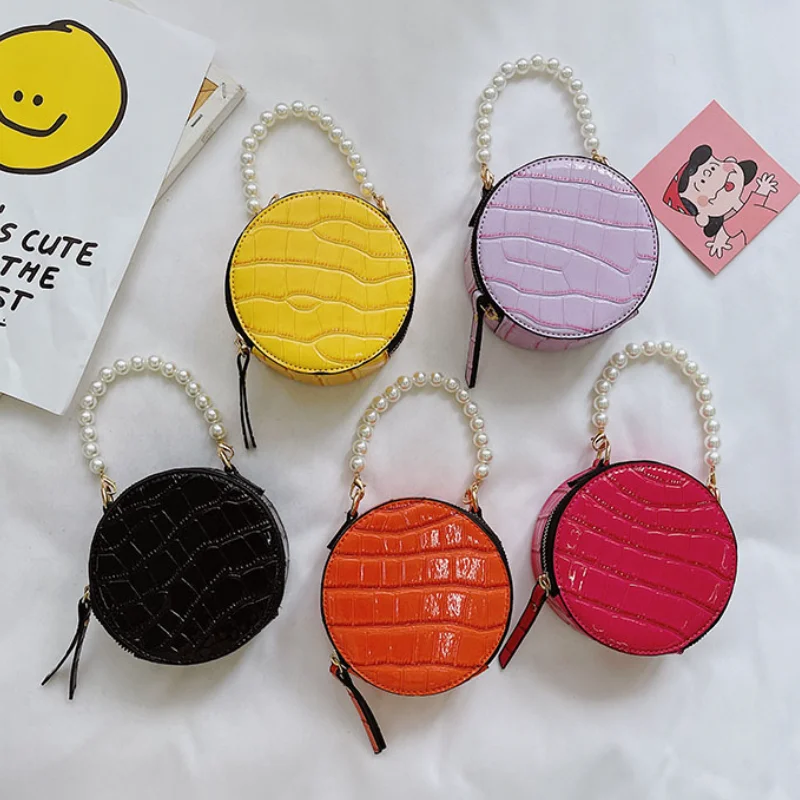 Children Mini Bags 2022 New Girl Princess Fashion Baby Cute Small Messenger Handbag Coin Purse with Pearl