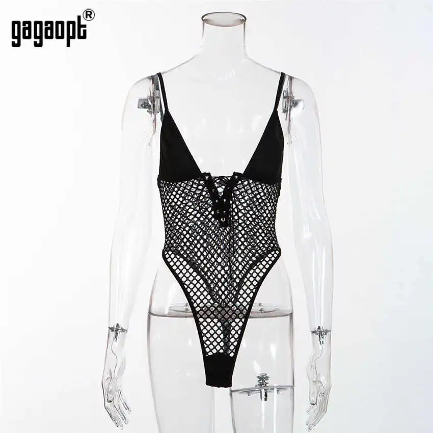 Gagaopt Сексуальное Кружевное боди женское Открытое сексуальное боди модное боди комбинезон одежда для сна - Цвет: Черный
