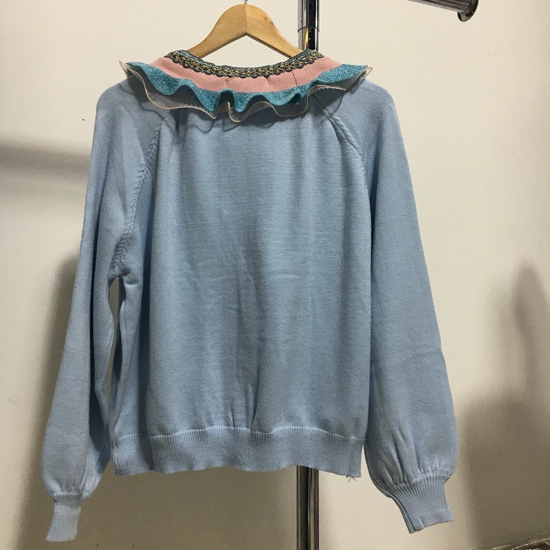 Вязаный кардиган дикий гриб вязаный в Корейском стиле с цветными кружевами новая