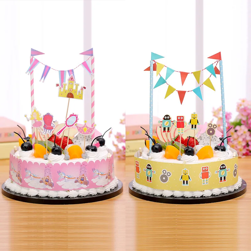 

1 Набор «С Днем Рождения» флажки для торта робот пиратского ка торт фигурки жениха и невесты; Русалочки, праздничные платья принцессы, платья для дня рождения Свадебная вечеринка украшение торта