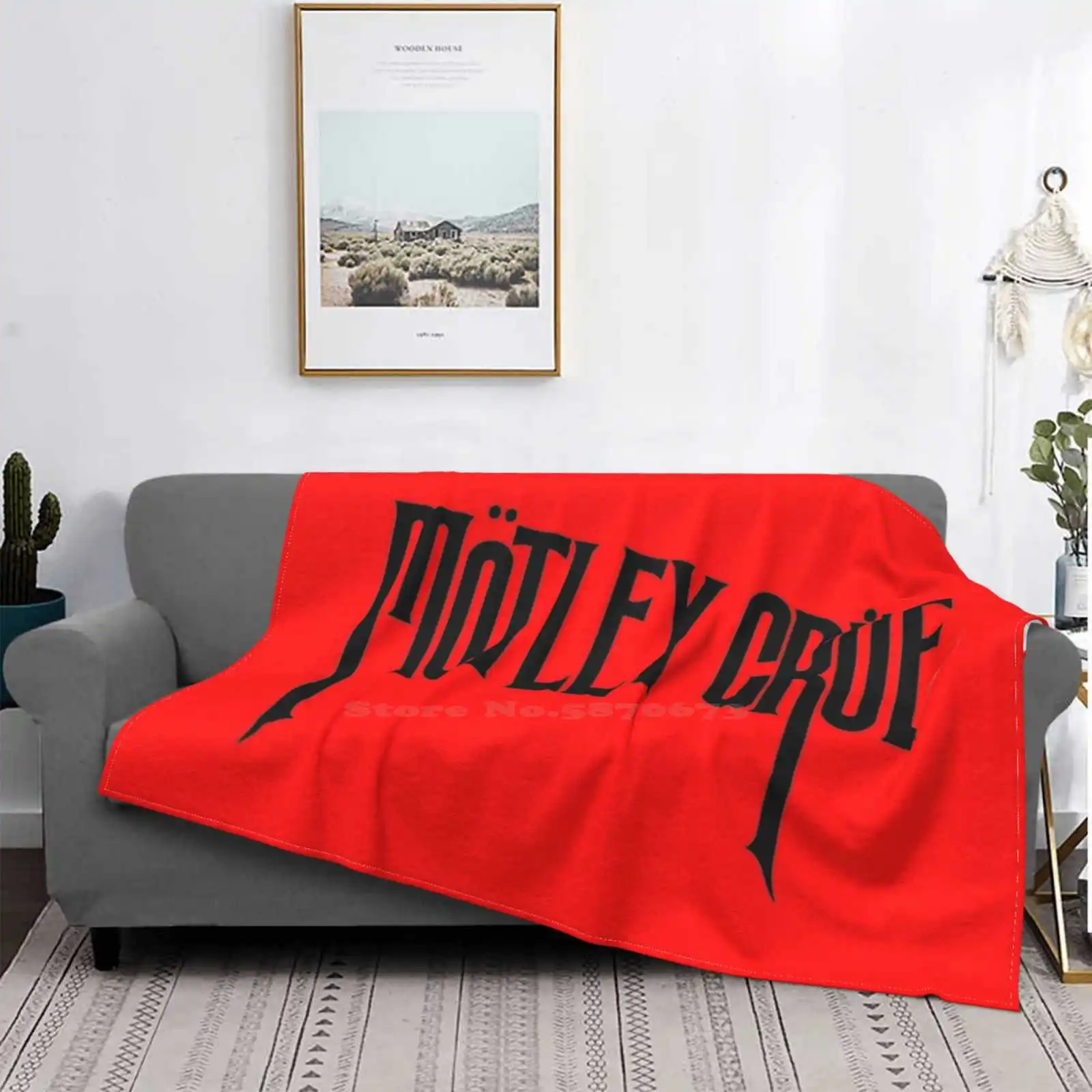

Manta suave de franela с персонализированным принтом, охват музыки гранж, с логотиpo superventas, Montley Crue