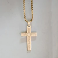 classic lords prayer bible cross pendant necklace christmas gift gold color stainless steel christian jewelry dropshipping