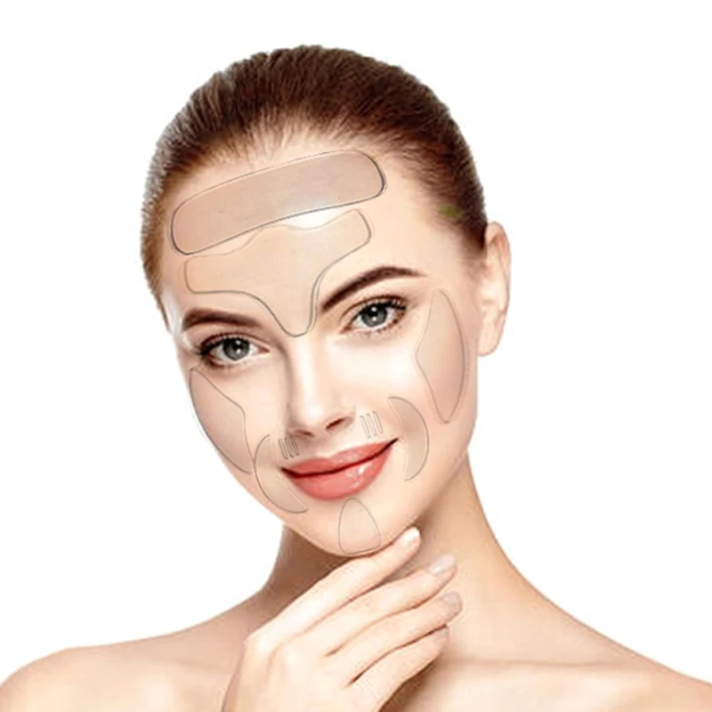 

16PCS Reusable Silicone Anti-wrinkle Face Forehead Sticker Cheek Chin Sticker Facial Eye Patches