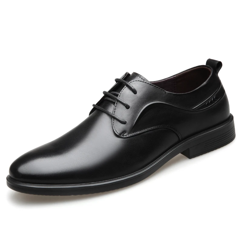 Мужские деловые туфли темно-синие повседневные из натуральной кожи на плоской