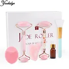 6 шт. нефритовый ролик Гуа Ша красота подарочная коробка набор натуральный розовый кварц лицо для похудения лифтинг массажер для лица средство для удаления морщин средства по уходу за кожей лица для тела шеи