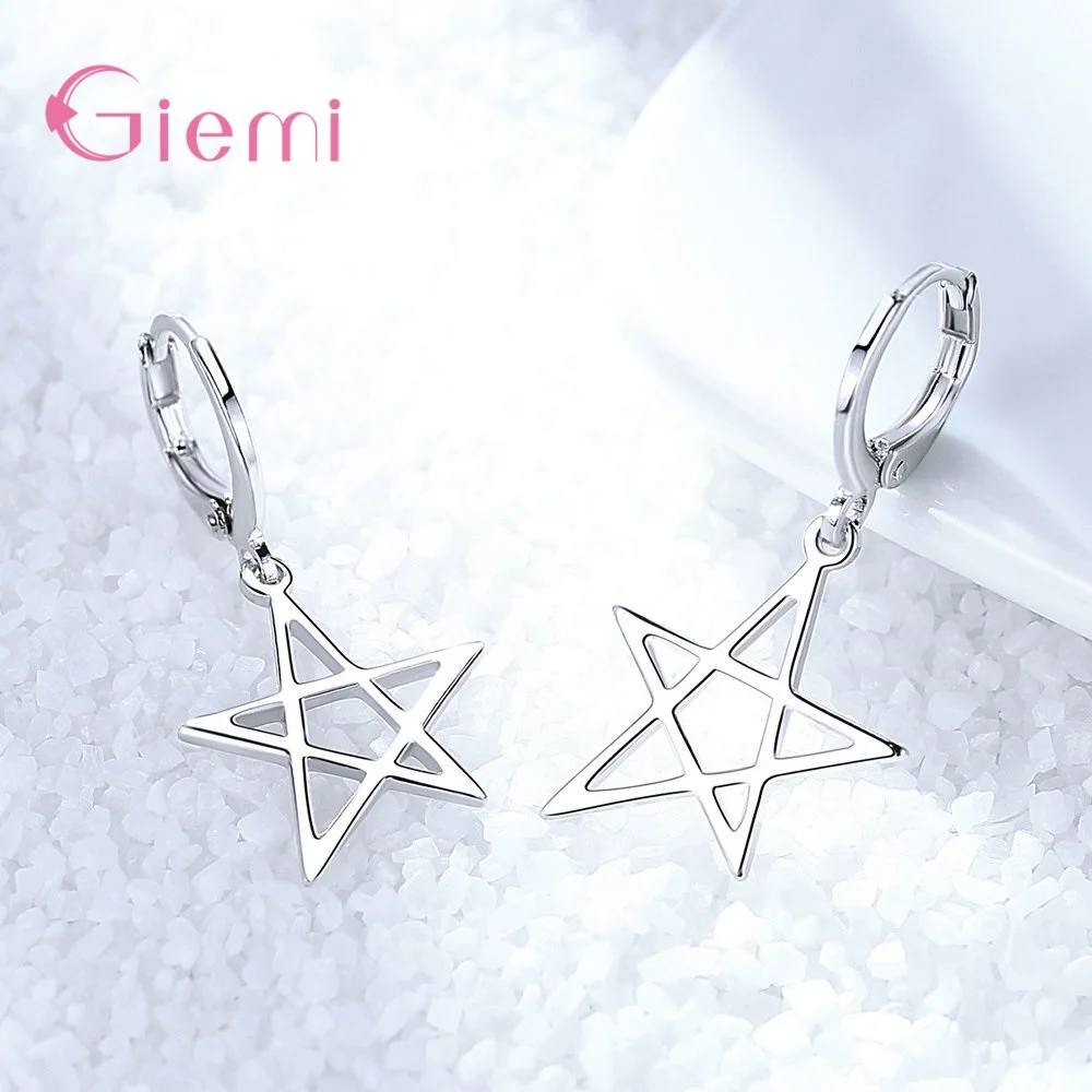 Новый дизайн женские Геометрические пятиконечные звезды 925 стерлингового