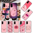 Чехол-накладка для SamSung Galaxy S, Note 10, 20, 7, 8, 9 Plus, Edge E, Ultra Lite, черный, с объемным рисунком свинки кавай