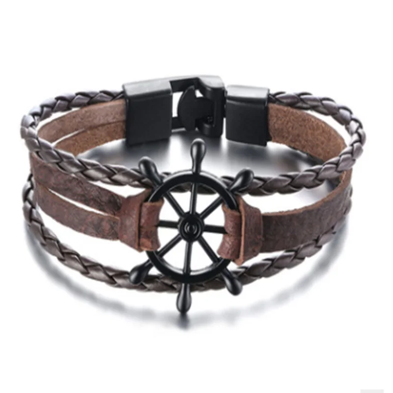 Модный мужской браслет из микрофибры и кожи с регулируемой пряжкой сплава в