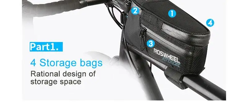 Сумка велосипедная ROSWHEEL водонепроницаемая на раму передней для горных