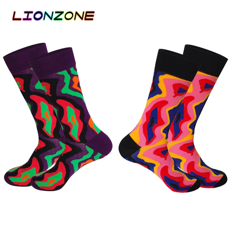 LIONZONE на заказ Новые поп арт носки Novetly смешные мужские/женские счастливые