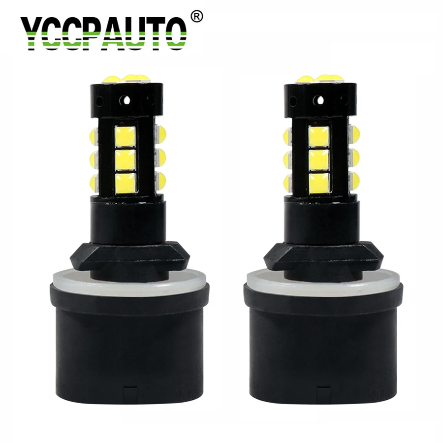 

YCCPAUTO 2Pcs Super Bright H27W1 H27 880 LED Car Fog Light DRL Auto Front Fog Lamp Upgrade 3030 15-Smd Bulbs White 6000K 12-24V