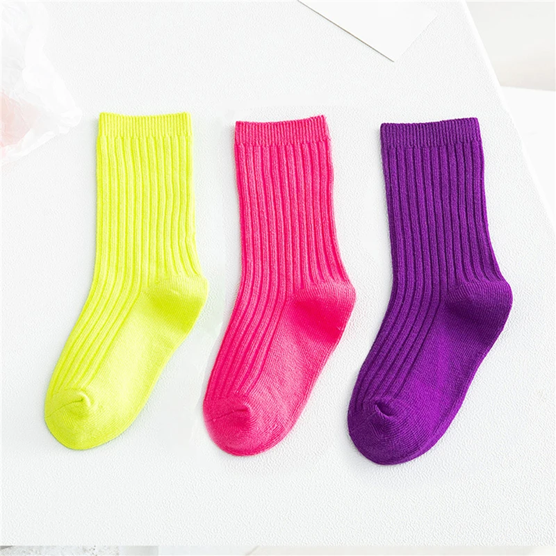 

2021 New Kids Socks Toddlers Girls Candy Solid Color Knee High Long Soft Comfortable Baby For Baby 3pair/set