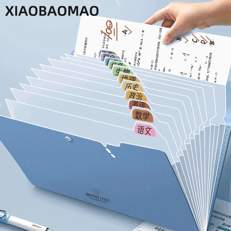 File Folder 12 Grids Office Document Folder A4 size Paper File Folder Organ Box strap Design Student Test Paper Organizer Bag
