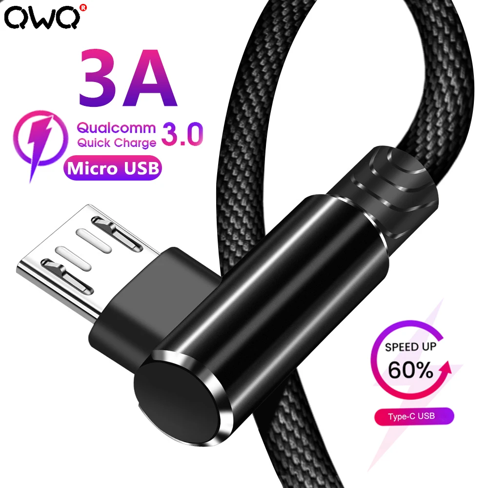 Кабель Micro USB QWQ 3A кабель для быстрой зарядки и передачи данных Samsung Huawei Xiaomi LG