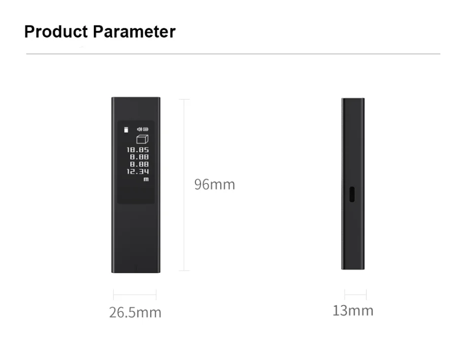 

DUKA LS5 Laser Rangefinder OLED Touch Screen High Precision 40M Distance Meter Rechargeable Digital Ruler Laser Tools