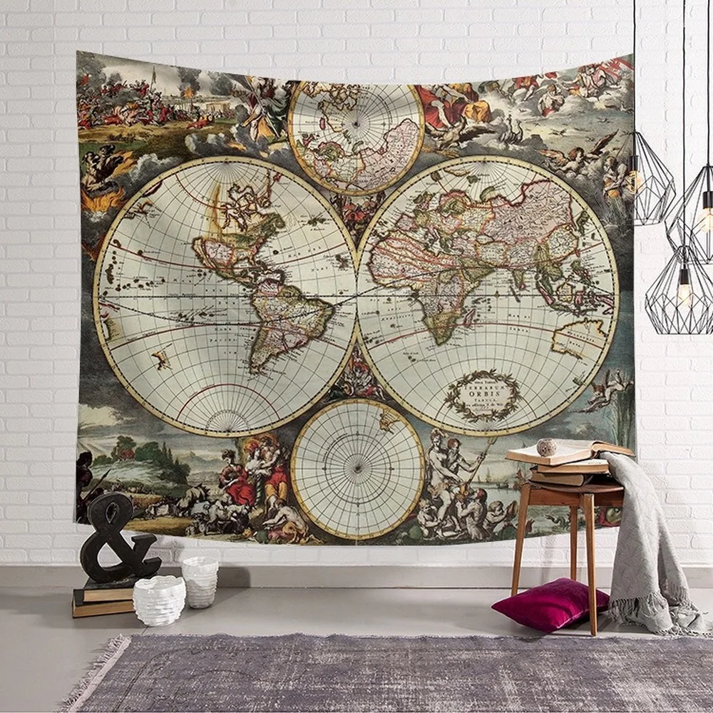 

Maps Tapestry Wall Hanging Bohemian Beach Mat Polyester Blanket Yoga Mat Home Bedroom Art Carpet Wall Hanging Decor