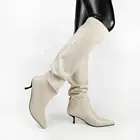 Женские сапоги на каблуке с котятами, из натуральной кожи