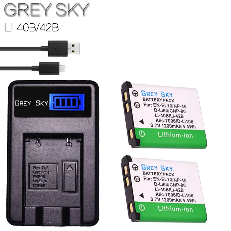 2 шт. флейта для аккумуляторов FUJIFILM 40B 42B LI40B USB-зарядное устройство с ЖК-дисплеем