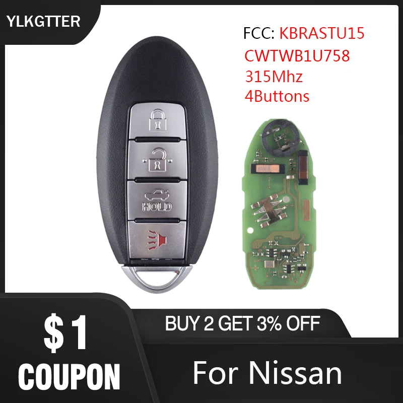 YLKGTTER обновленная модель с 4 кнопками для Nissan Murano 2003 2004 2005 2006 2007 KBRASTU15 315 МГц