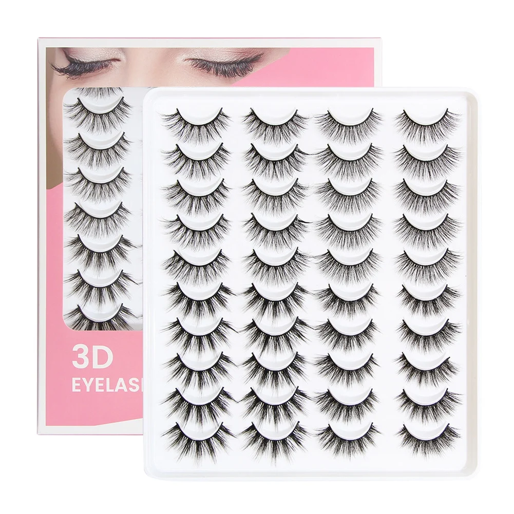 

20 Pairs 3D Mink Lashes Natural False Eyelashes Dramatic Volume Fake Lashes Makeup Eyelash Extension Silk Handmade Eyelashes