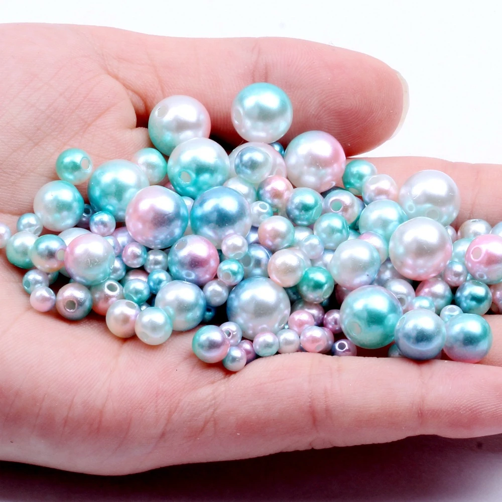 Круглые бусины из смолы для шитья имитация жемчуга с прямыми отверстиями сделай